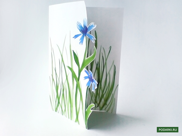 Открытка-мини «8 марта», цветы, 8 × 6 см голубая
