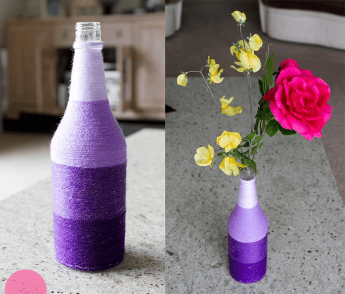 Ваза для цветов из стеклянной бутылки