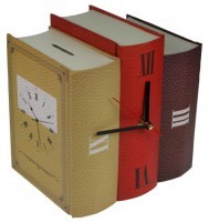 Часы-копилка «Книги», бежевый-красный-бордо