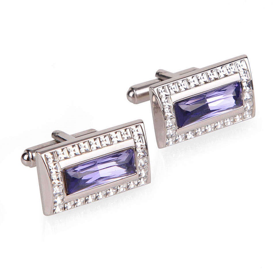Стильные запонки с камнем и с кристаллами Swarovski Mon Art