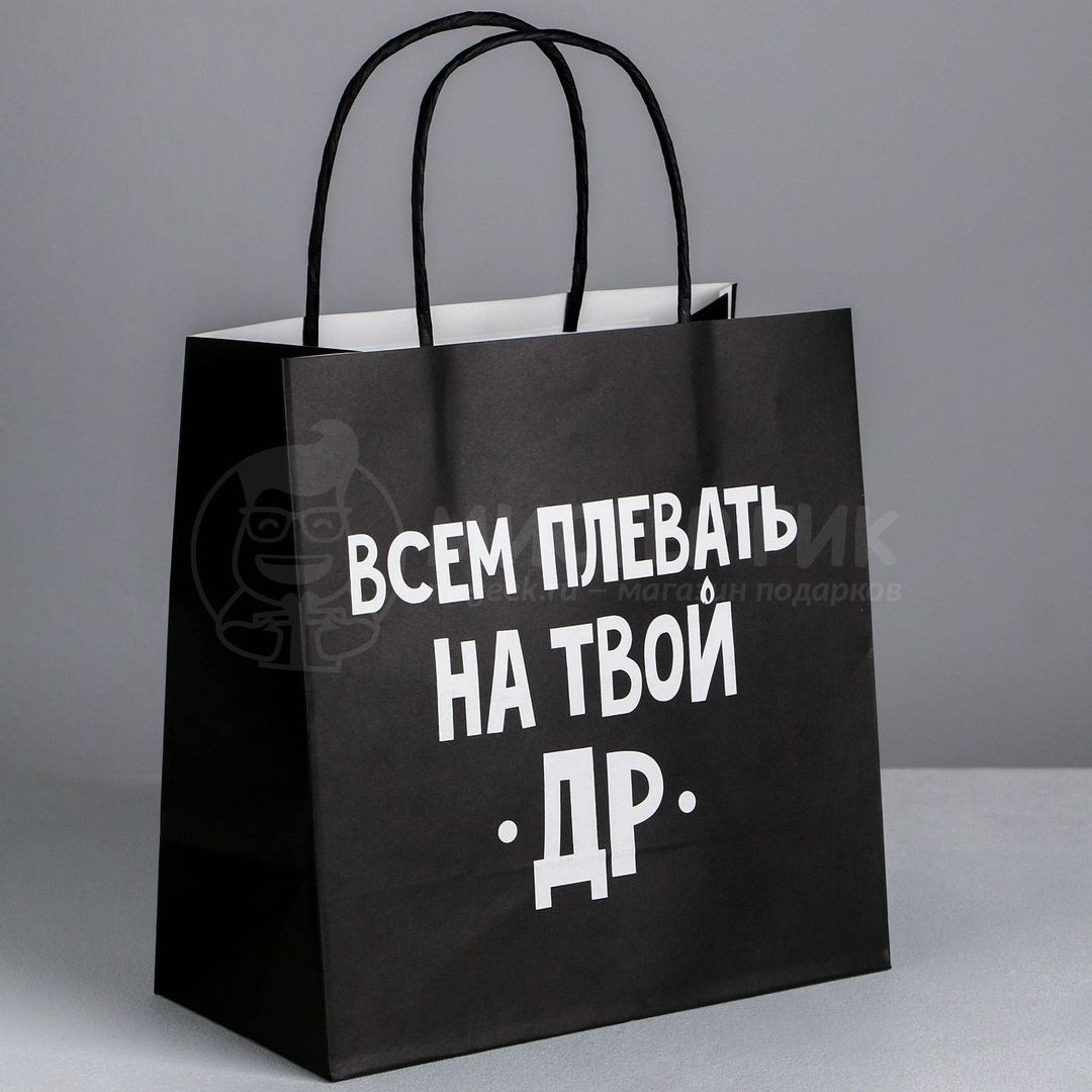 Подарочный пакет Всем плевать на твой ДР (22*22*11 см)