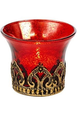Подсвечник КАРМЕЛИО, стеклянный, красный, 7 см, Goodwill