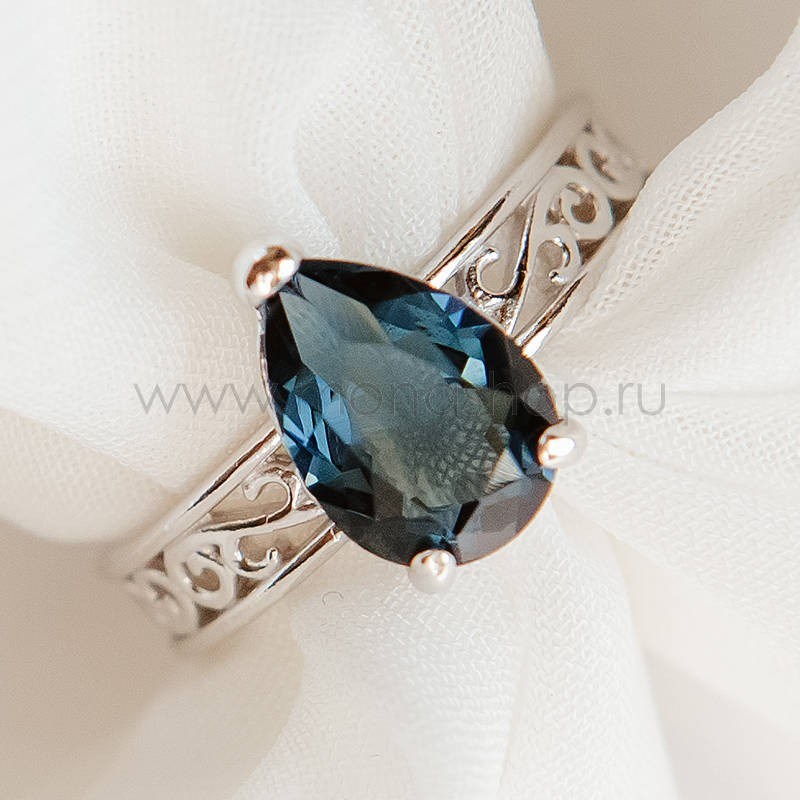 Кольцо с кристаллом Swarovski «Сапфировые капли»