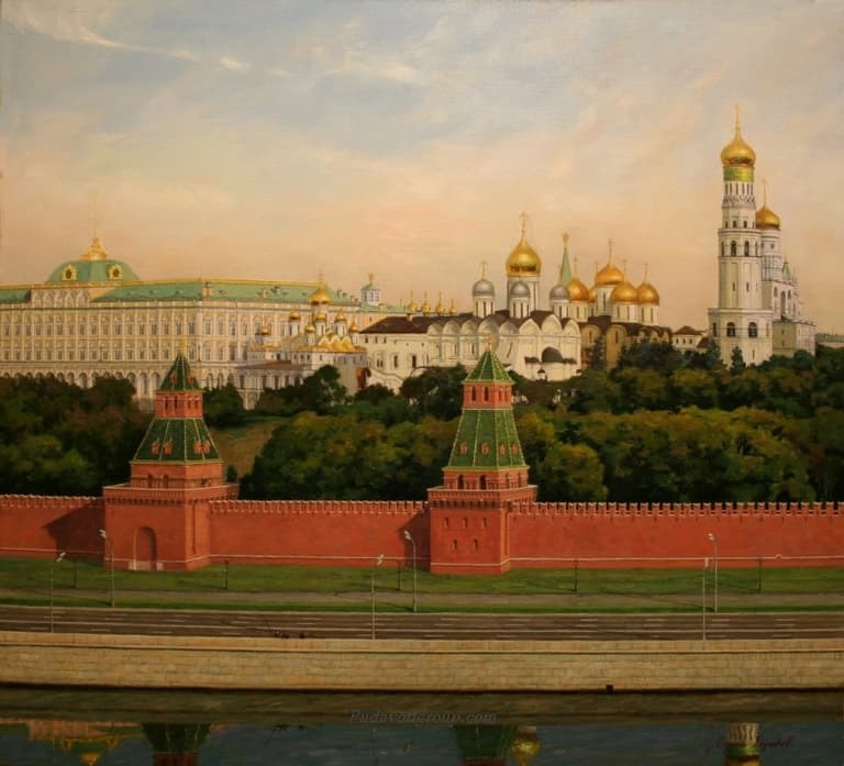 Картина Кремль утром