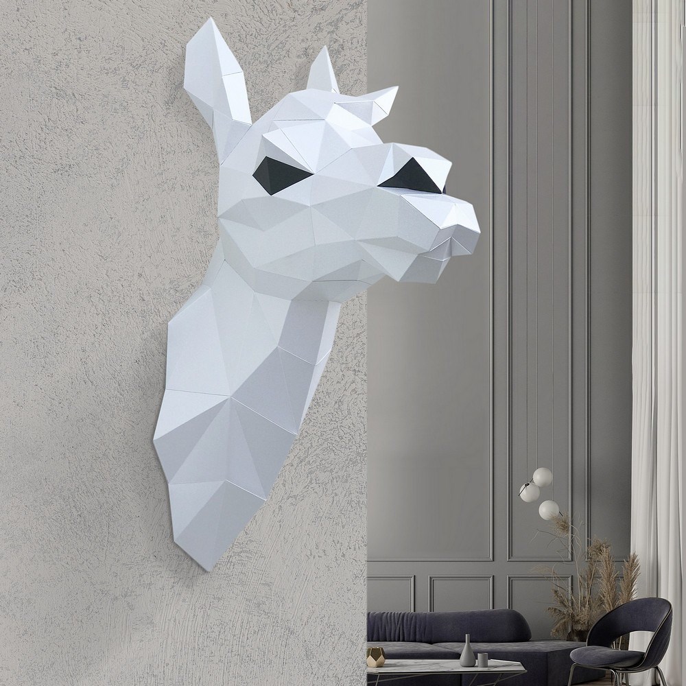 3D-модель Paperraz ЛАМА СНЕЖАНА (белая) на стену
