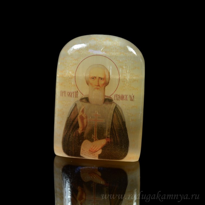 Икона из селенита Сергий Радонежский , 38*30*52 мм