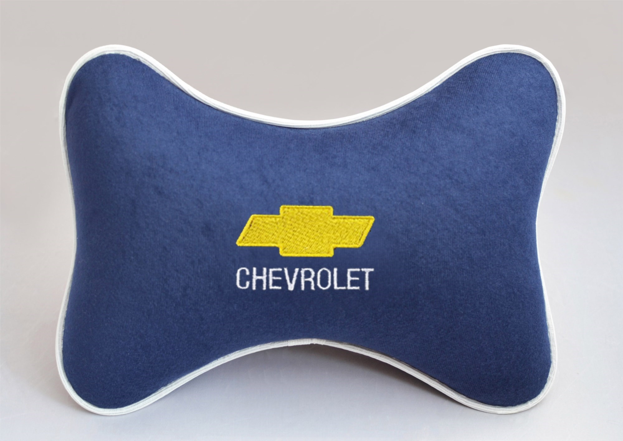 Подушка на подголовник из синего велюра Chevrolet