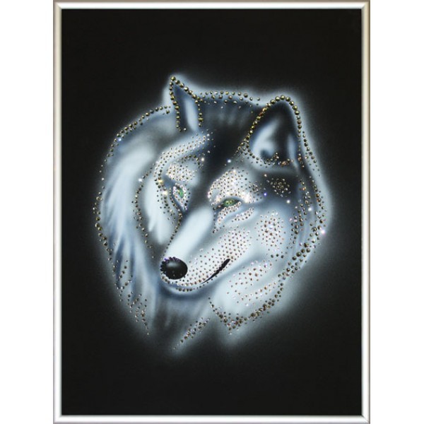 Картина с кристаллами Swarovski Серый волк