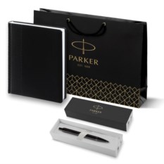 Подарочный набор Parker: ежедневник и шариковая ручка Parker IM Black Edition 212726_4530618