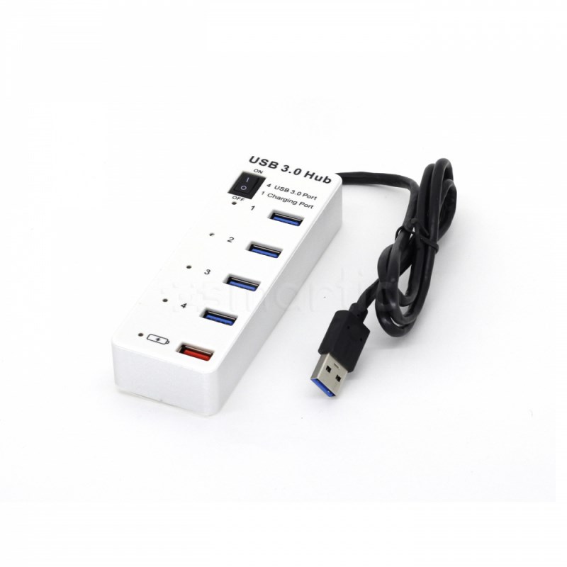 Хаб BYL-3011 4-Ports USB 3.0 + 1 USB Charging Port (Белый)