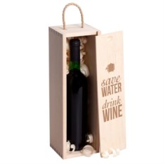 Коробка для вина с гравировкой Save water, drink wine