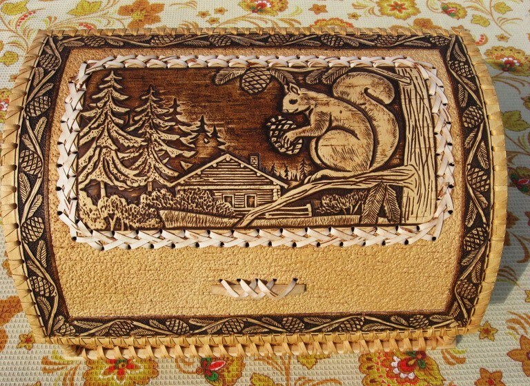 Хлебница из бересты Белочка