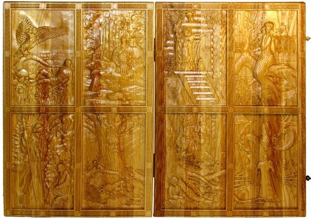 Резные нарды из массива мореного ясеня Былинные