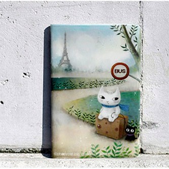 Держатель для карточек Cat and The Eiffel Tower