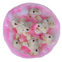 Букет из игрушек Бархатные мишки в розовом