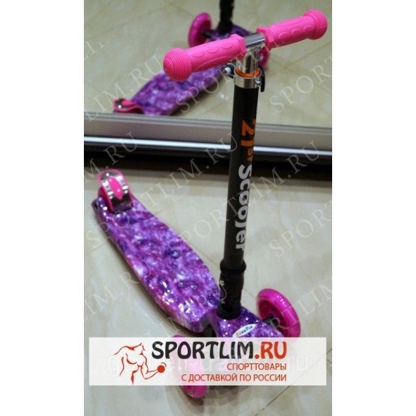 Самокат Scooter 21-st MAXI PRINT со светящимися колесами