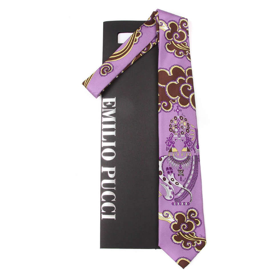 Сиреневый галстук с красивым рисунком Emilio Pucci