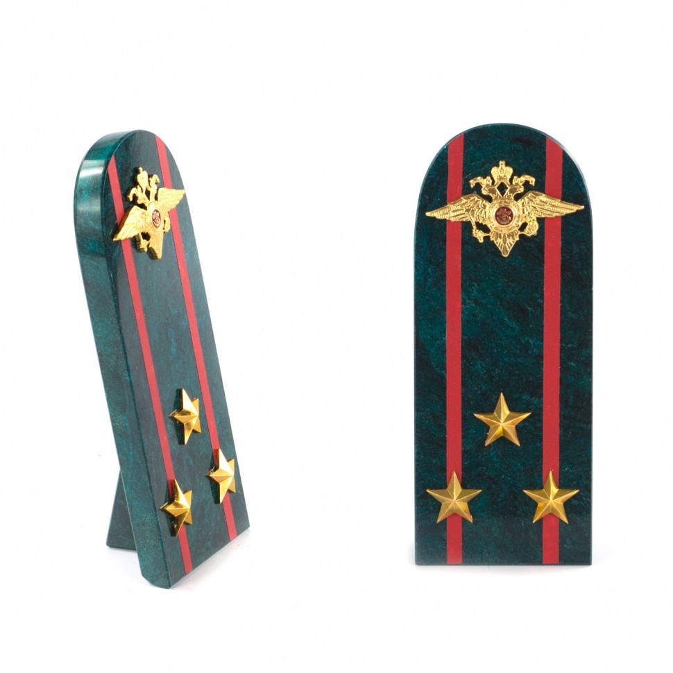 Сувенир Погон: полковник МВД (камень - змеевик)