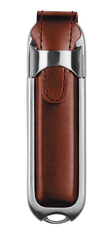 Флешка Leather, коричневая, 16 Гб