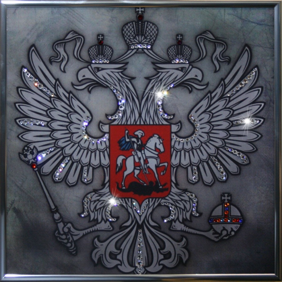 Картина с кристаллами Swarowski Герб (серебро)