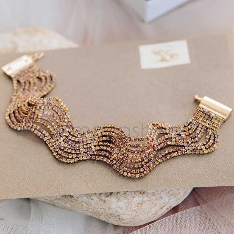 Браслет Лучи солнца ажурный с кристаллами Swarovski