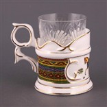 Стакан с фарфоровым подстаканником "Лошадь"