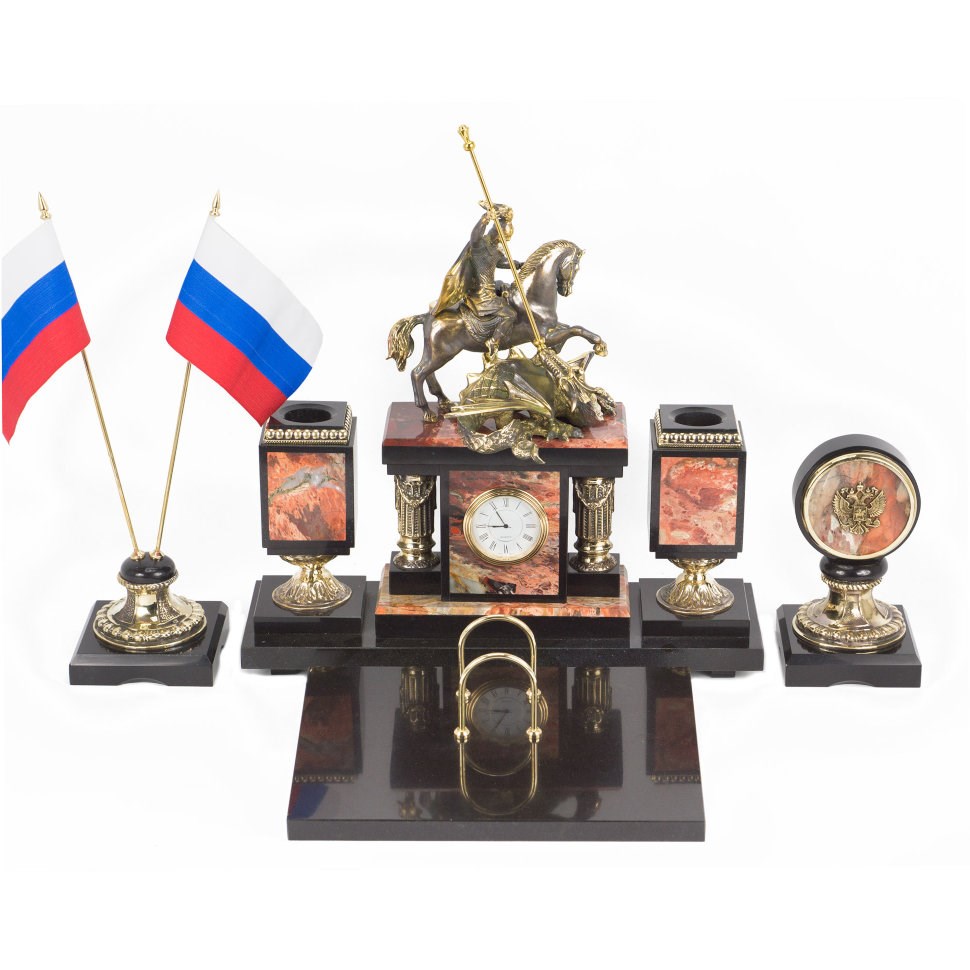 Настольный набор из яшмы Георгий Победоносец