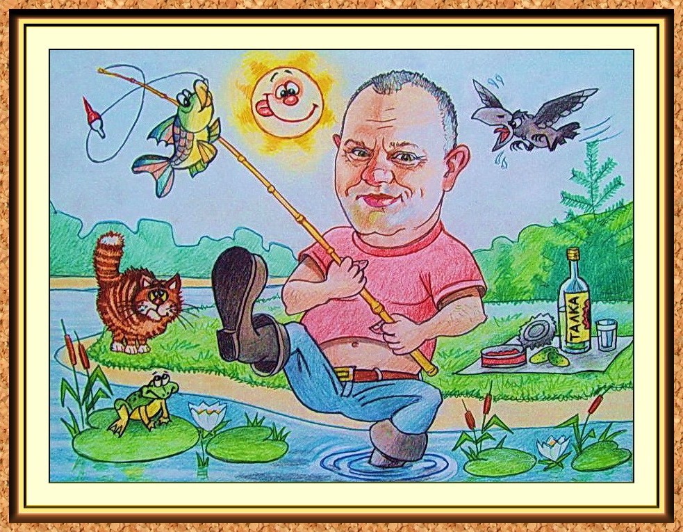 Шарж по фото цветной А1 (сюжетный)