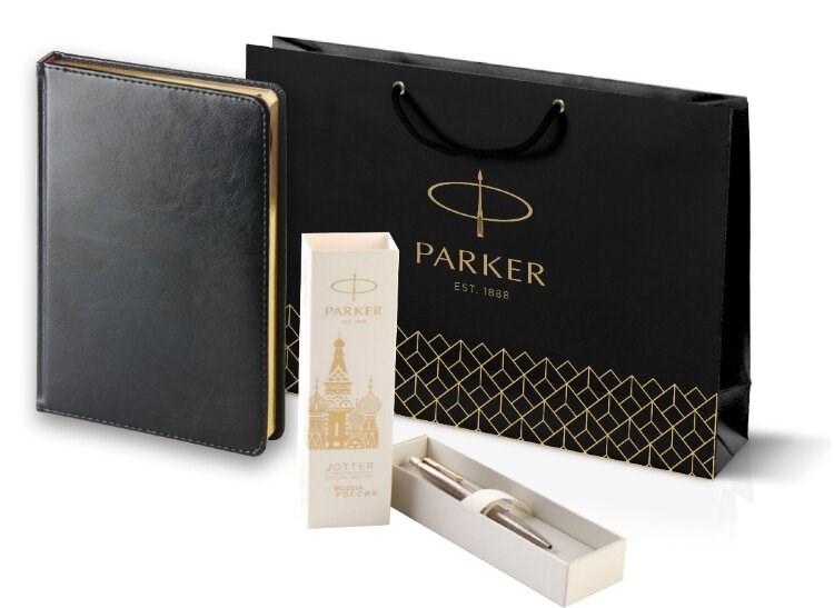 Подарочный набор Parker: шариковая ручка Parker Jotter Russia Steel GT и ежедневник 212349_6026175