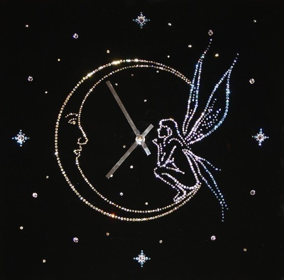 Настенные часы с кристаллами Swarovski Ангел на луне