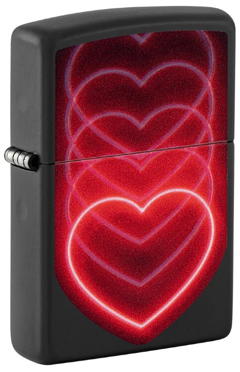 Зажигалка Zippo Hearts Design 48593 светится в ультрафиолете