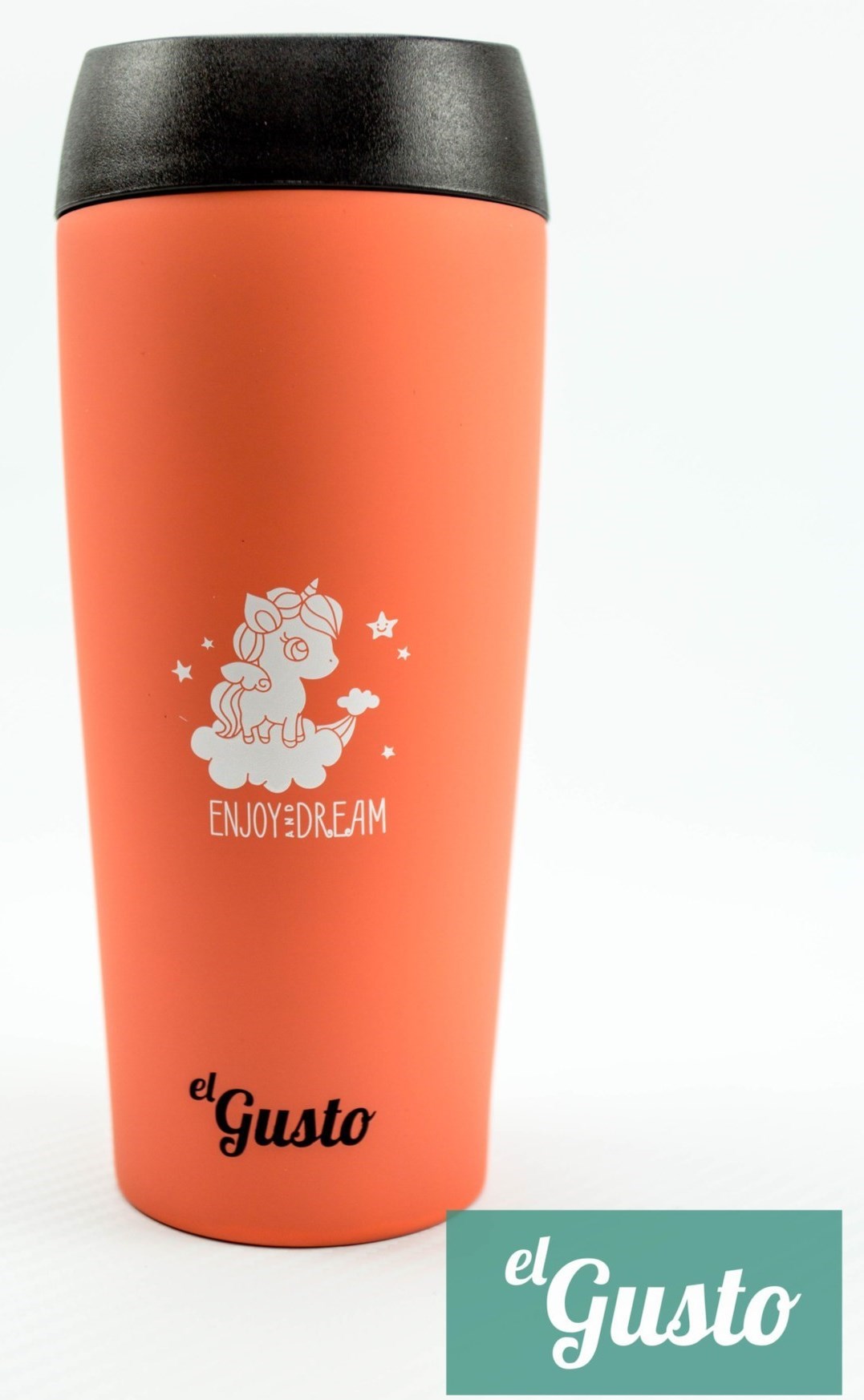 Персиковая термокружка Еl Gusto Unicorn