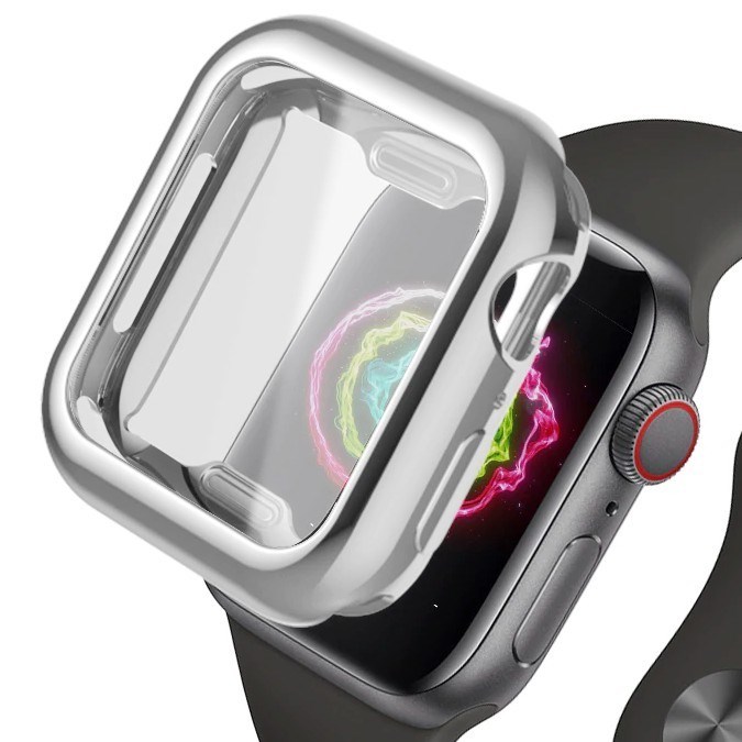 Силиконовый чехол 360 Gloss Case для Apple Watch (серебро)