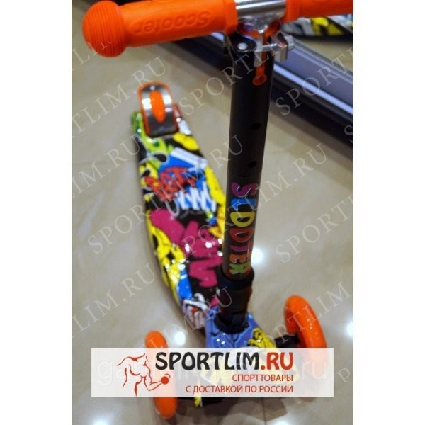 Самокат Scooter 21-st MAXI PRINT со светящимися колесами