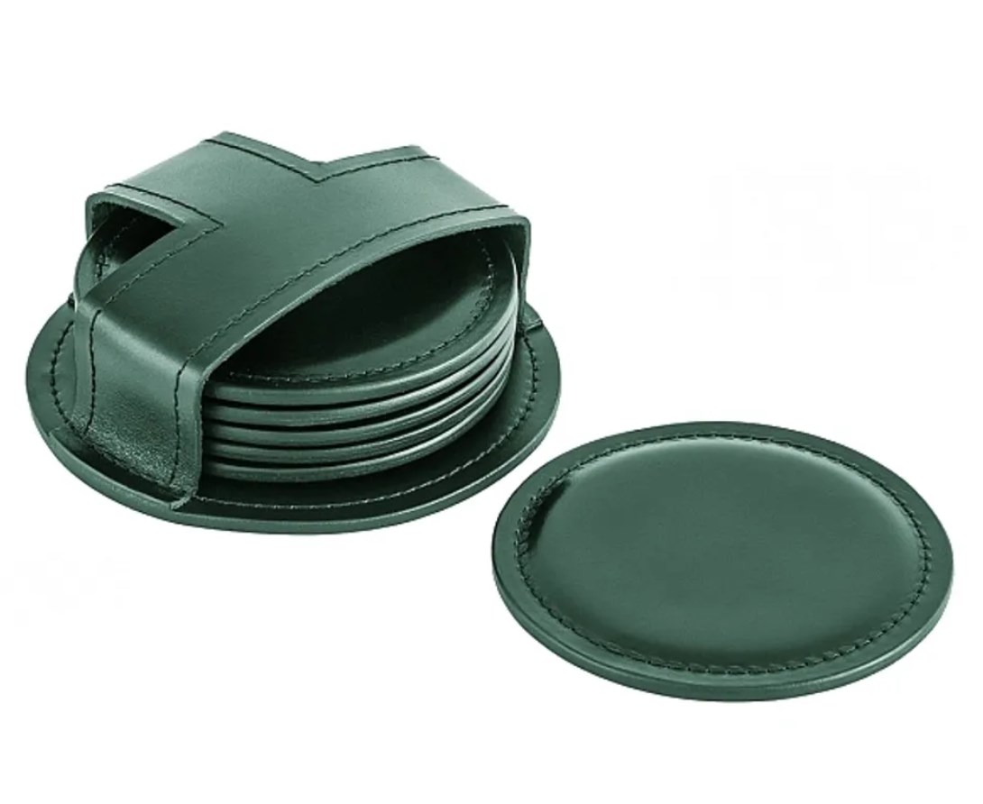 Набор костеров Premium из кожи Full Grain Green