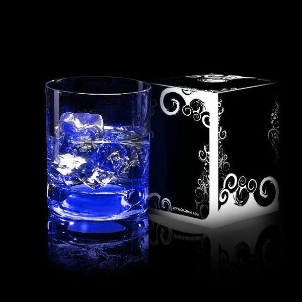 Синий светящийся бокал для виски GlasShine