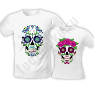 Парные футболки halloween Sugar Skull
