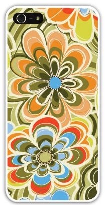 Чехол-накладка для iphone 5/5S, зелено-оранжевые цветы
