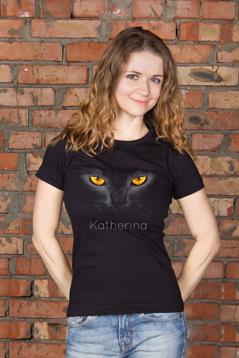 Футболка с вашим текстом Black cat