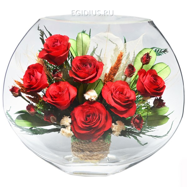 Композиция из красных роз