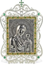 Серебряная икона с образом Казанской Божьей матери