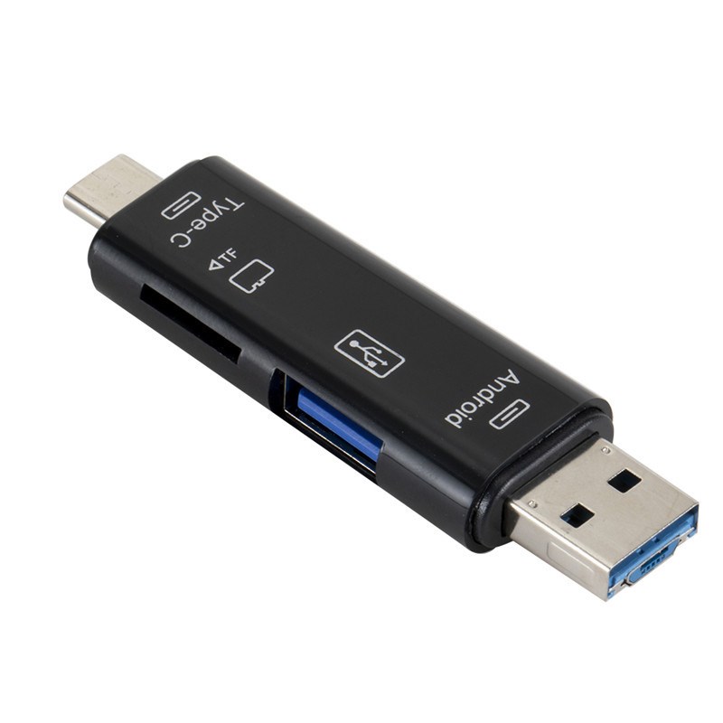 USB Type-C картридер OTG Smart D-188 3 в 1 (черный)