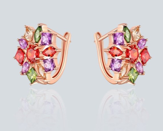 Серьги с позолотой Crystal Shik (кристаллы Сваровски)