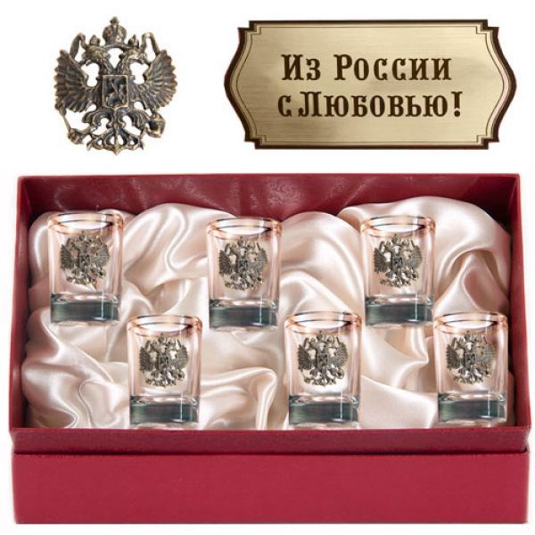 Набор 6 стопок для водки Герб. Из России с любовью!