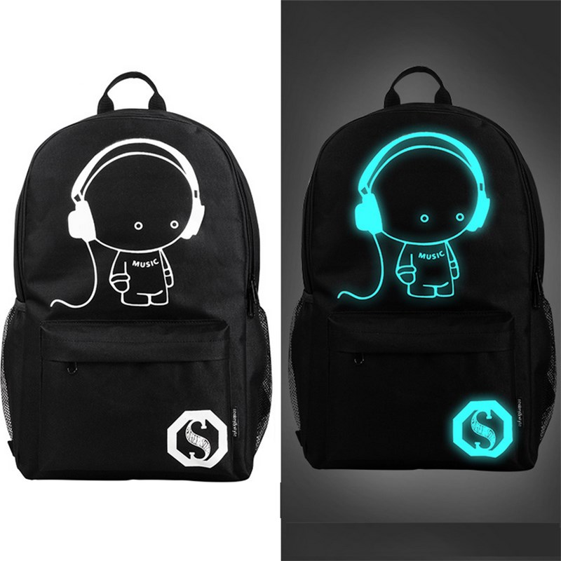 Рюкзак светящийся в темноте c USB портом Music Kid