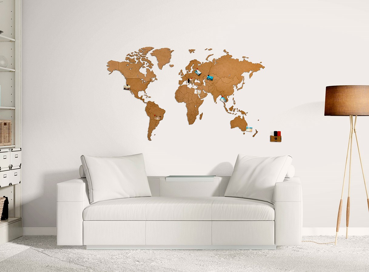 Деревянная карта мира на стену Wall Decoration