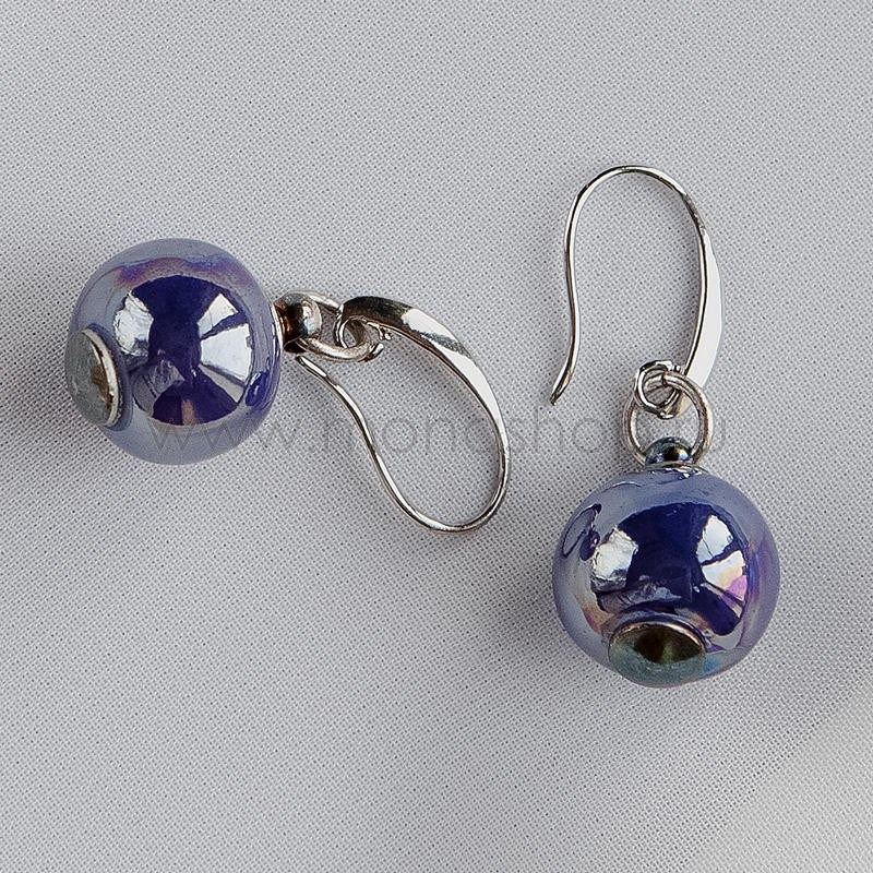 Серьги Северное сияние из синей керамики