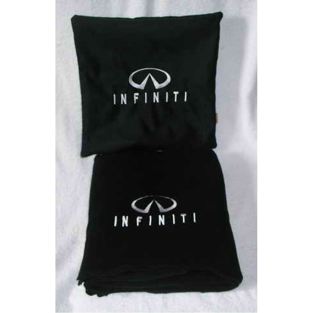 Черный плед с белой вышивкой Infiniti