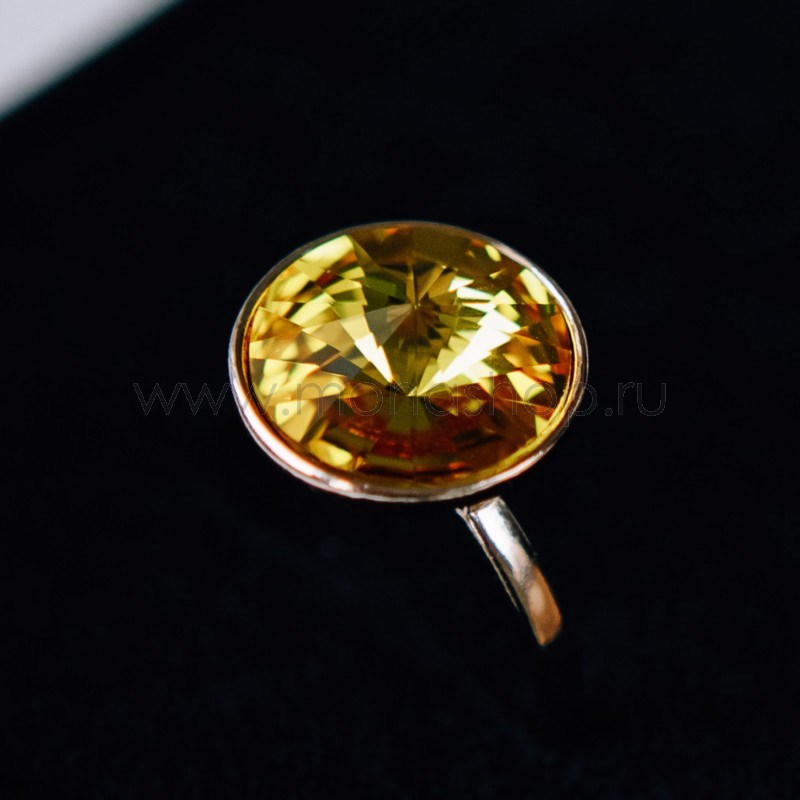 Кольцо Чародейка с желтым кристаллом Swarovski