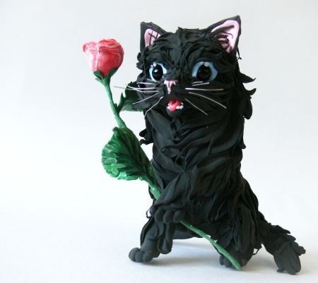 Фигурка Котик с розой